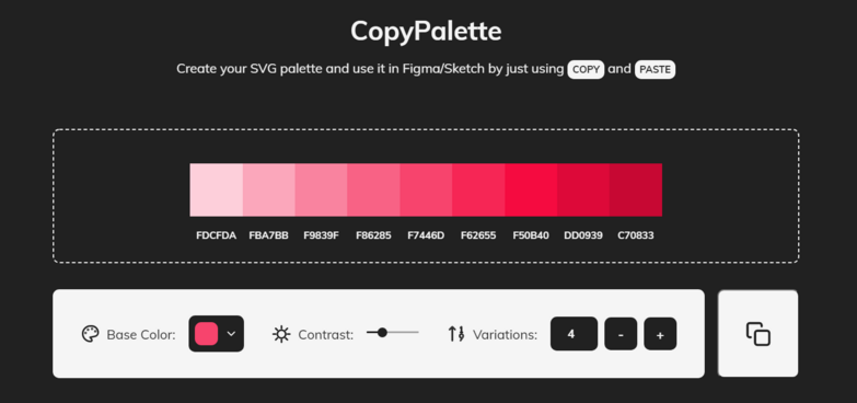 Подбор цветовой палитры в Copypalette 