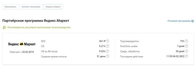 Карточка оффера Яндекс.Маркет 