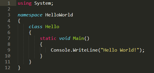 Написание «Hello World!» на C#