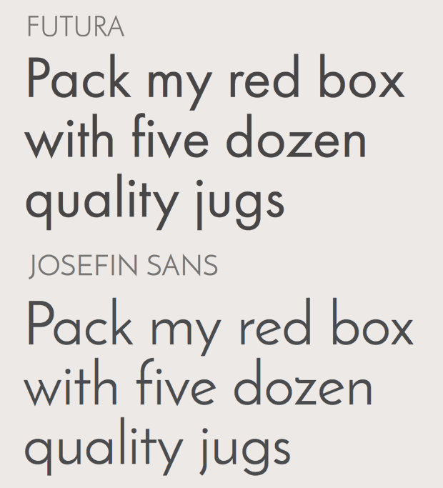 Шрифты Josefin Sans и Futura