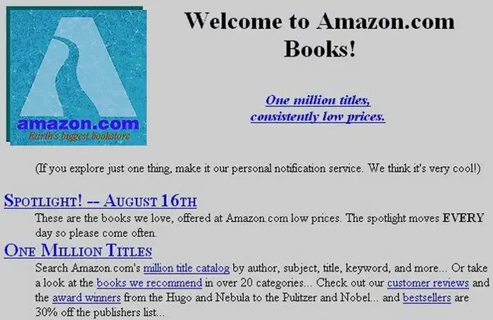 Сайт Amazone в 1995
