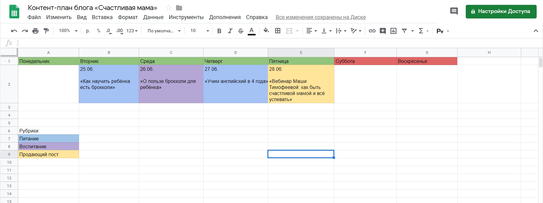 Контент план для дизайнера интерьера